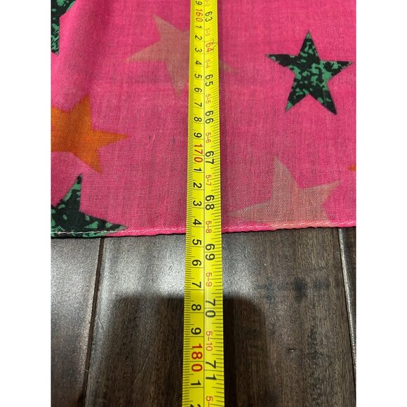 Star Print Rectangle Scarf Pink Gray Shawl Lightweight Fall Neck Wrap Cozy - Picture 4 of 7